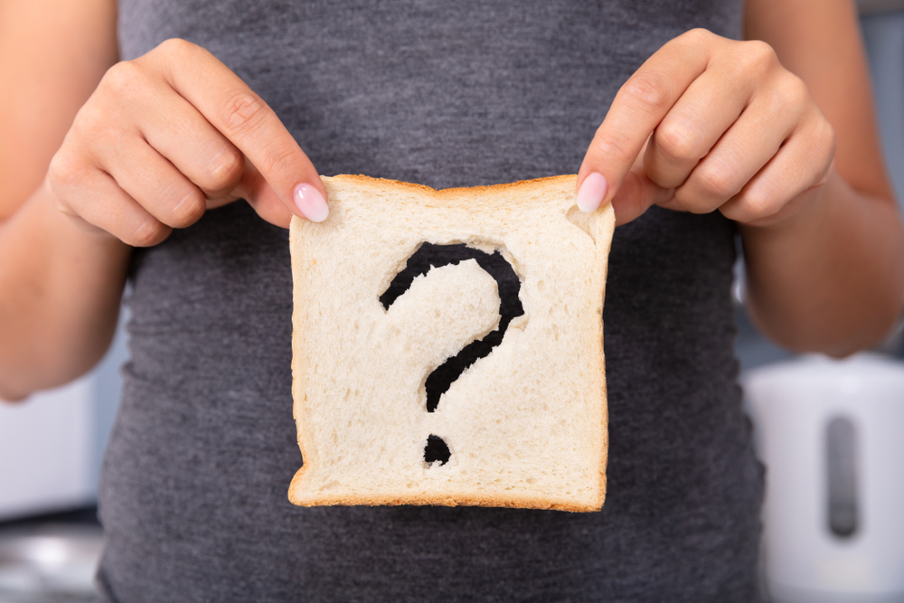 Celiac disease bread with question mark