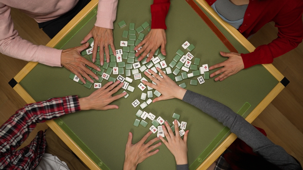 mahjong, hands, shuffling