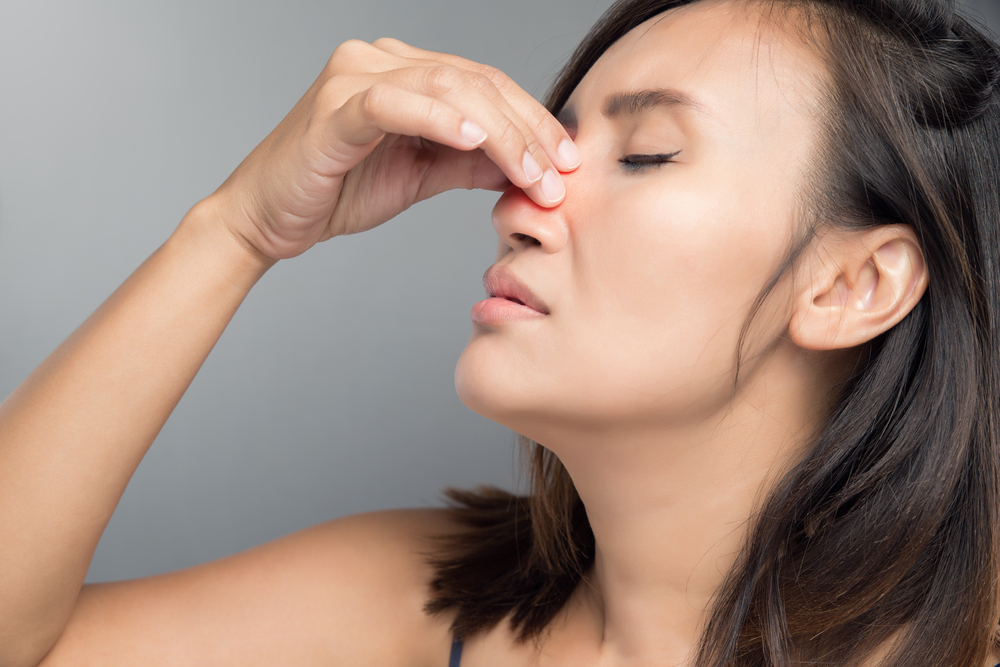 Asian woman having nasal polyps