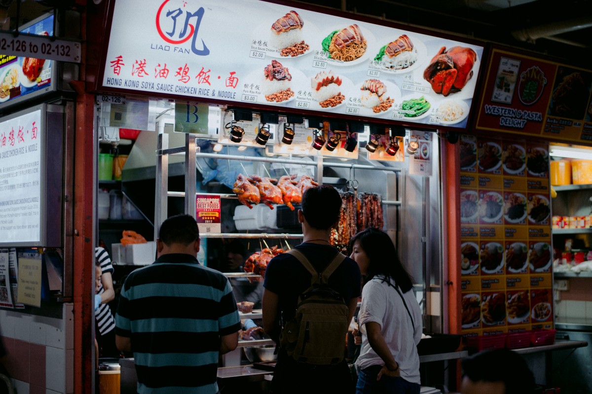 Make Singapore food healthier. Photo of chicken rice shop in Singapore