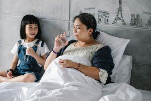 Mother sick in bed Hepatitis B