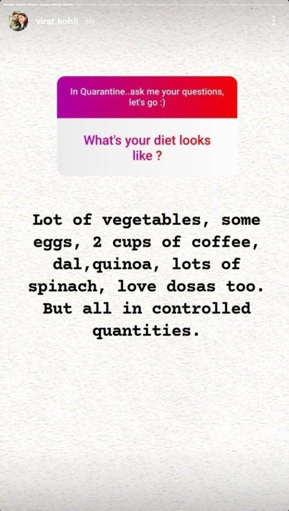 kohli instagram diet