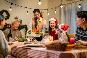 Asian,Lovely,Family,Celebrating,Christmas,Party,Together,In,House.,Attractive