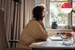woman distracted in the office