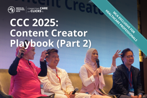 Panel of healthcare content creators speaking at CCC 2025, sharing strategies for creating impactful and authentic health content.